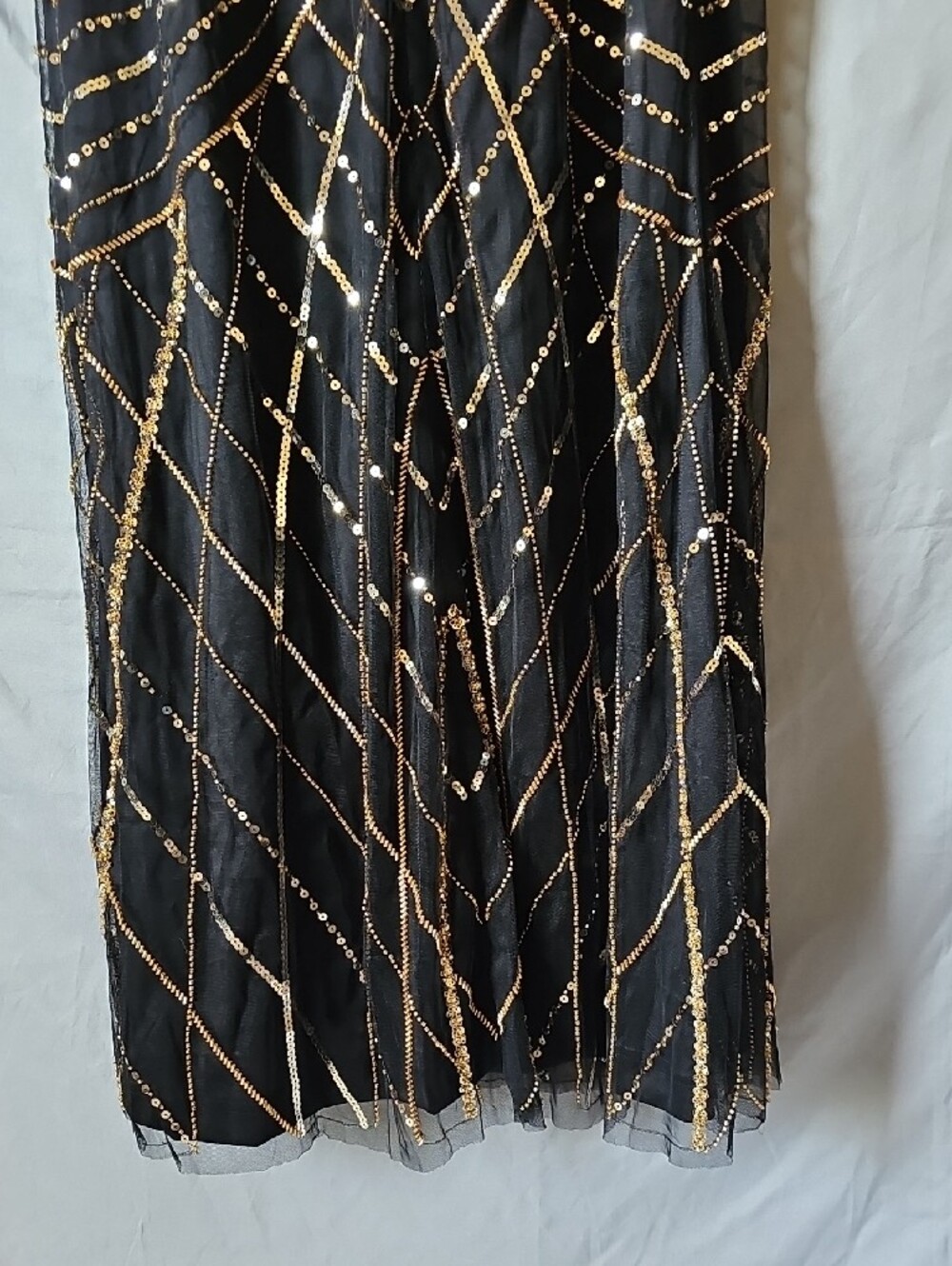 Gold-Embellished Black Evening Gown - image 13